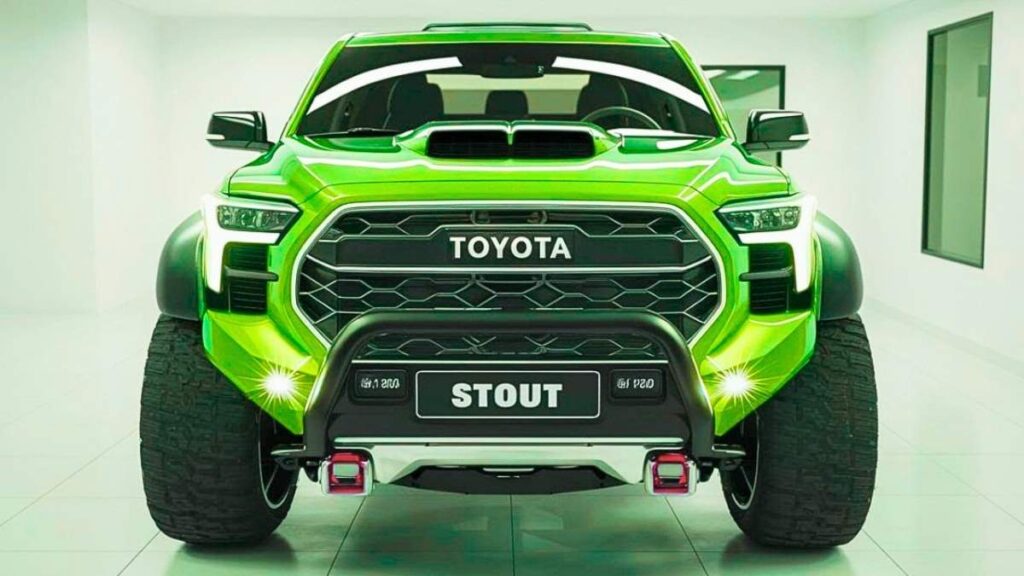 Camioneta Toyota Stout Concept 2027 diseño exterior interior premium y sistema de audio