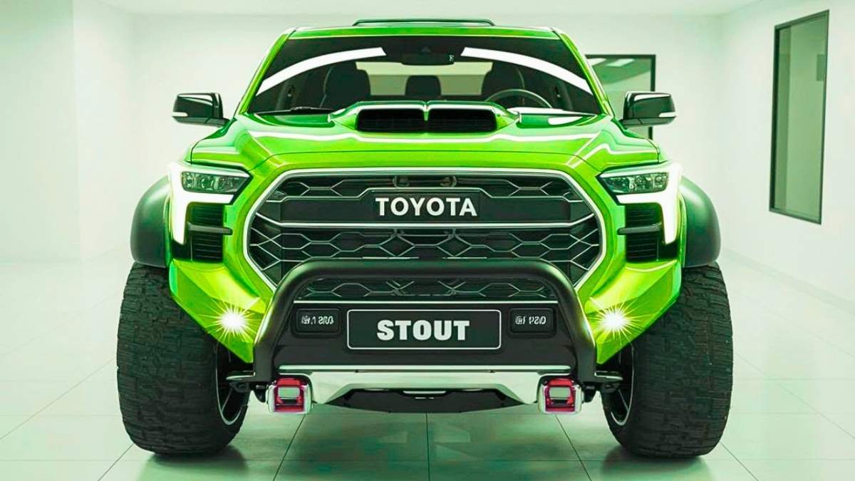 Camioneta Toyota Stout Concept 2027 diseño exterior interior premium y sistema de audio